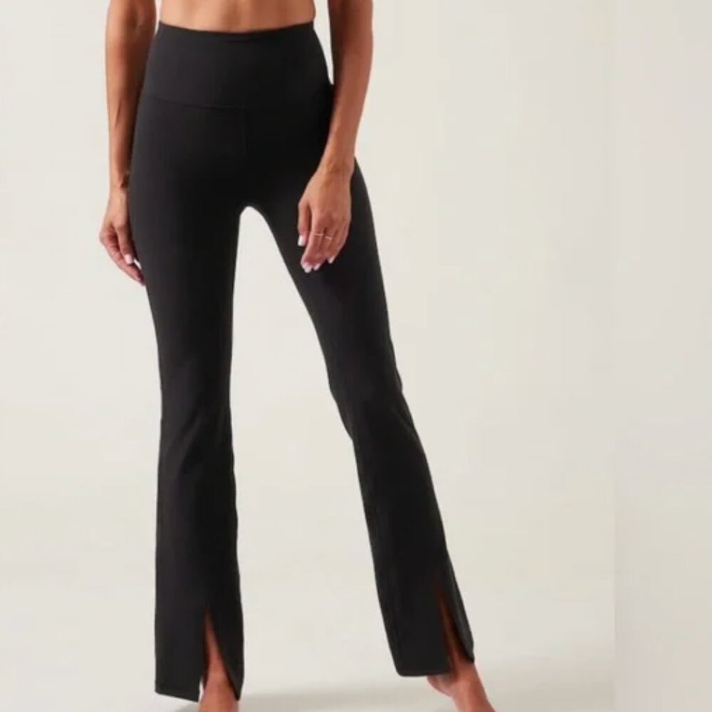 NWT 1X ELATION ULTRA HIGH RISE SPLIT FLARE PANT Black Yoga
